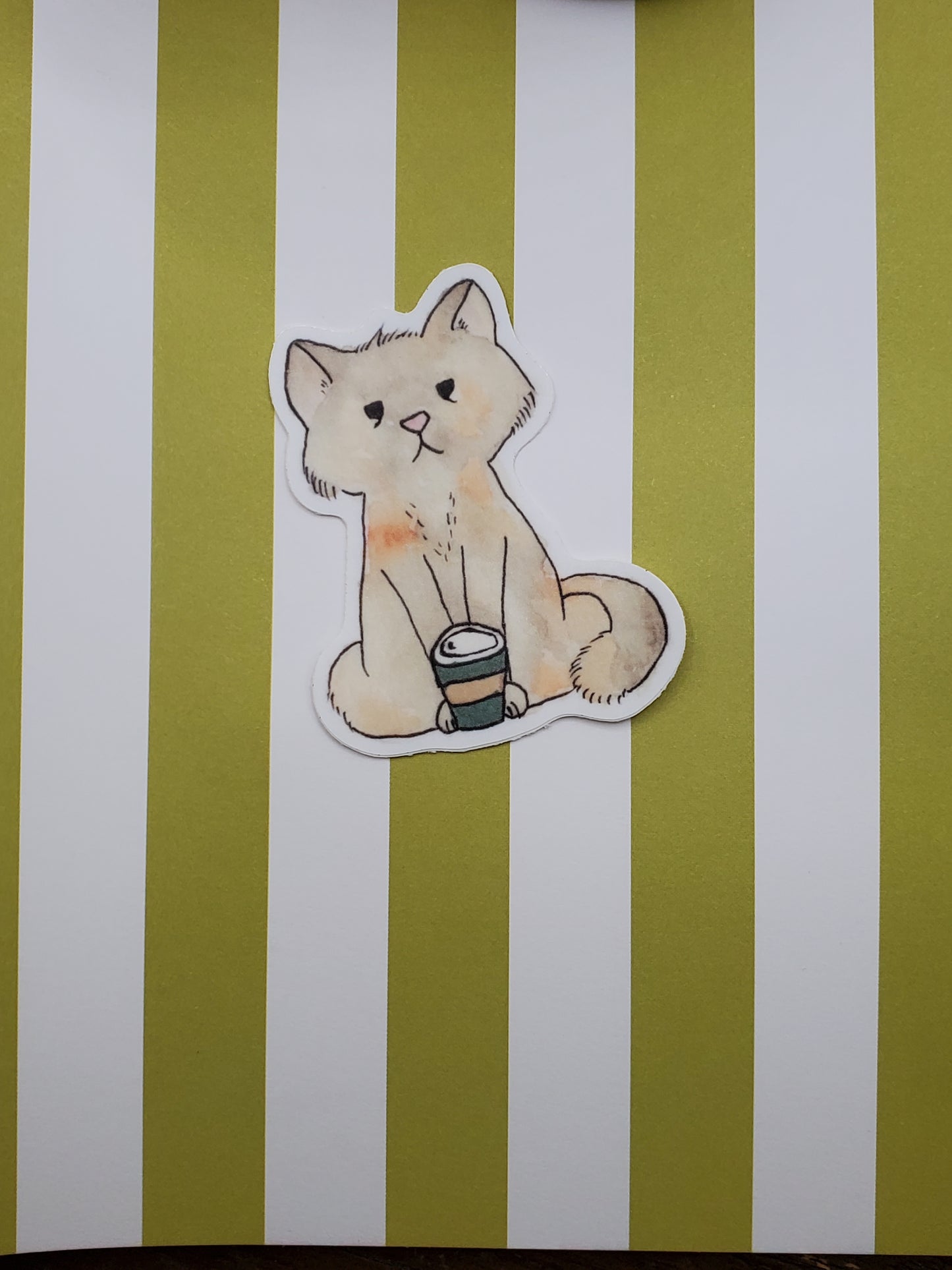Coffee Cat Waterproof Sticker