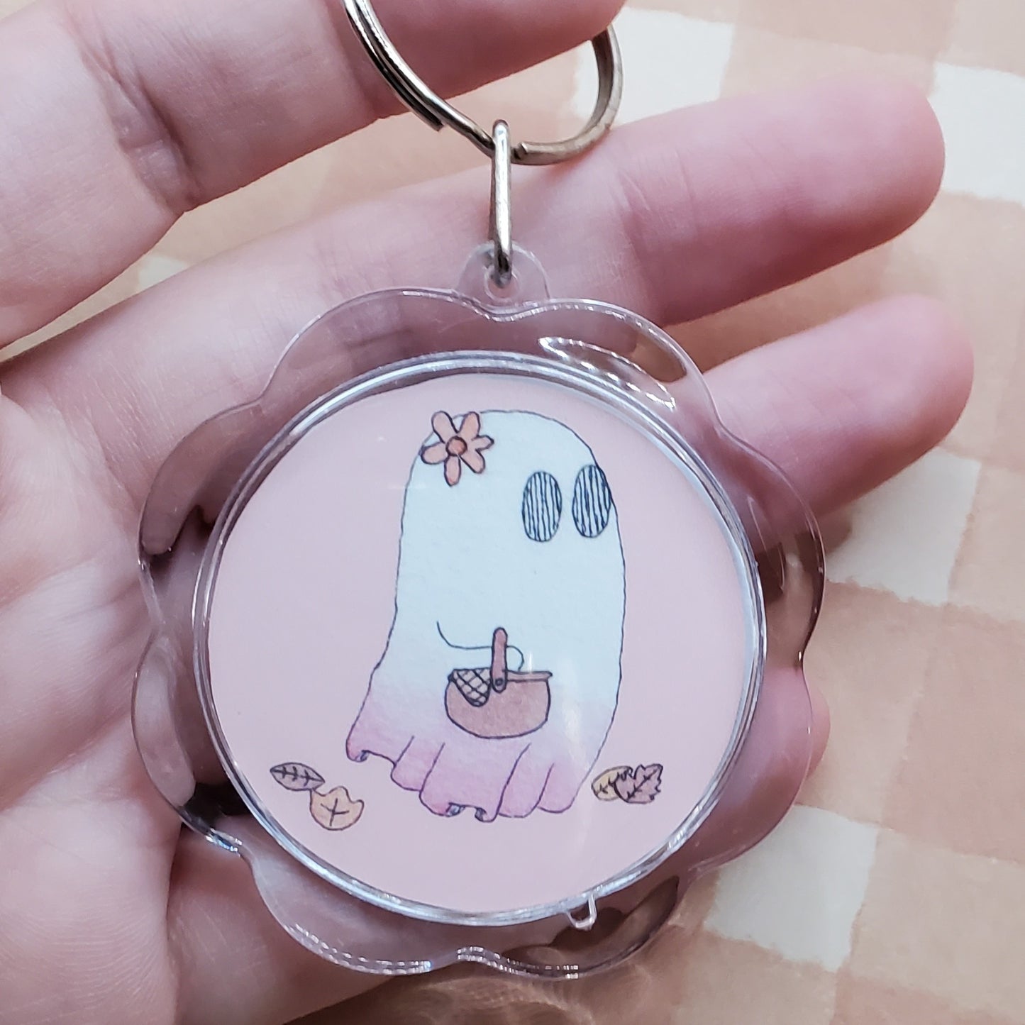 Picnic Ghost Flower Keychain