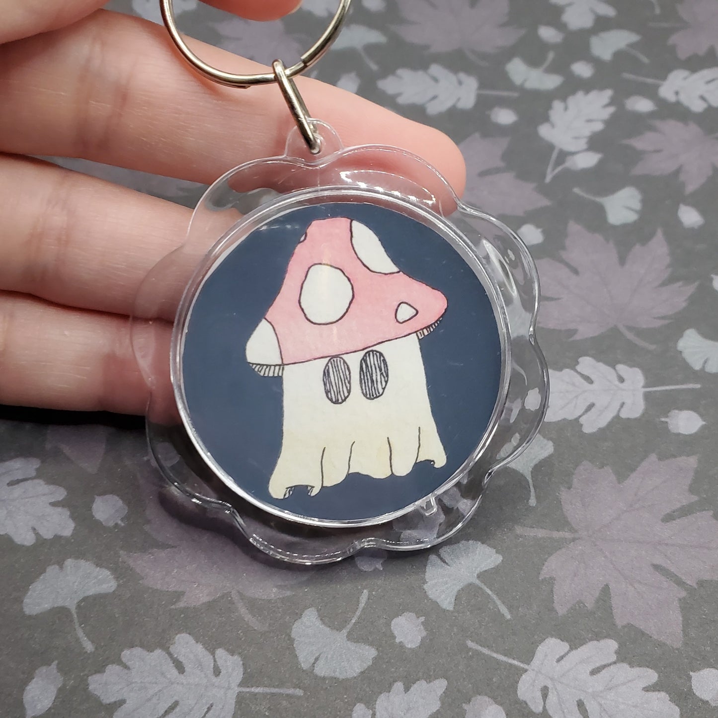 Mushroom Ghost Flower Keychain