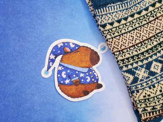 Sleepy Capybara Waterproof Sticker