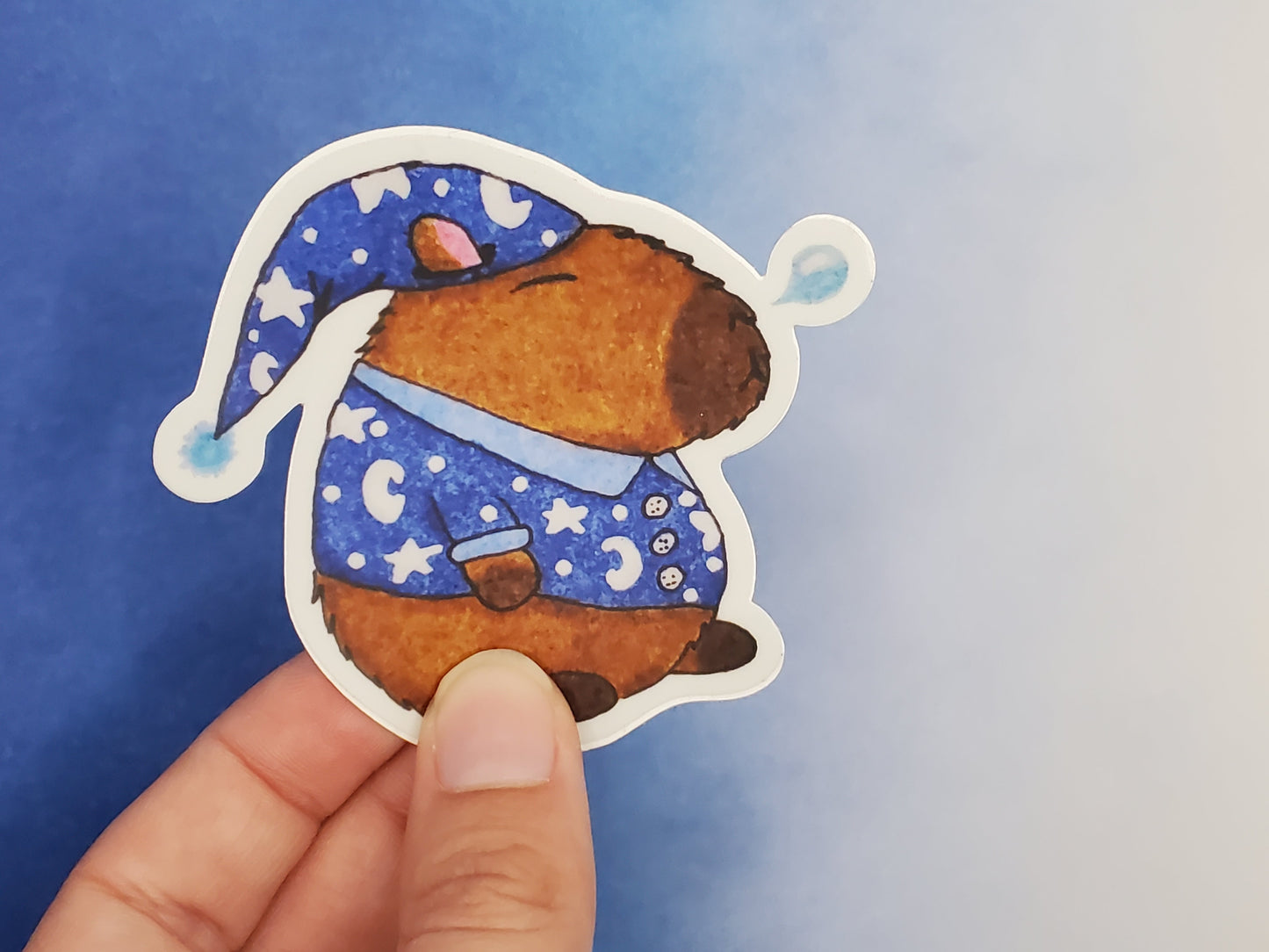 Sleepy Capybara Waterproof Sticker