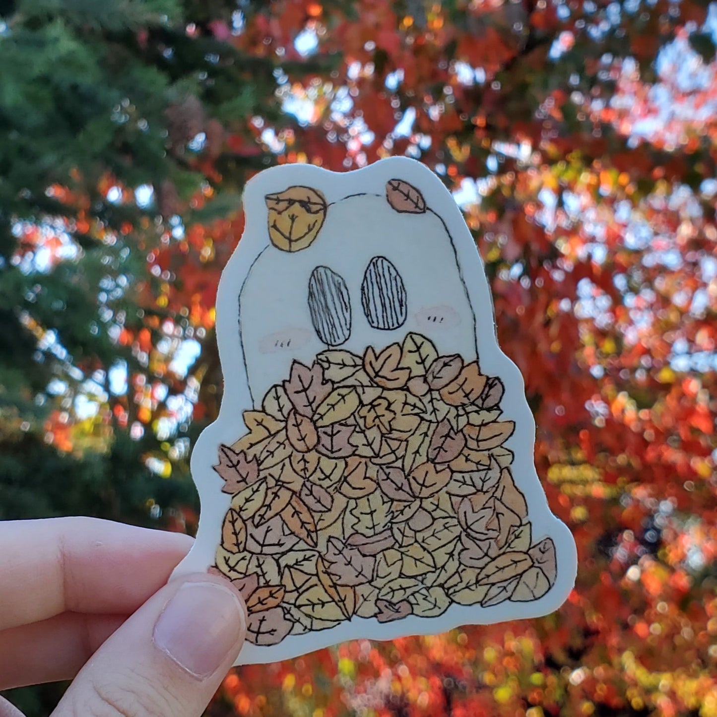 Leaf Pile Ghost Waterproof Sticker