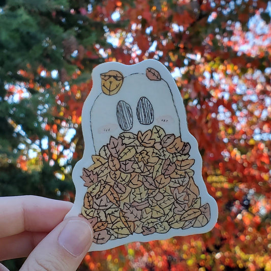 Leaf Pile Ghost Waterproof Sticker