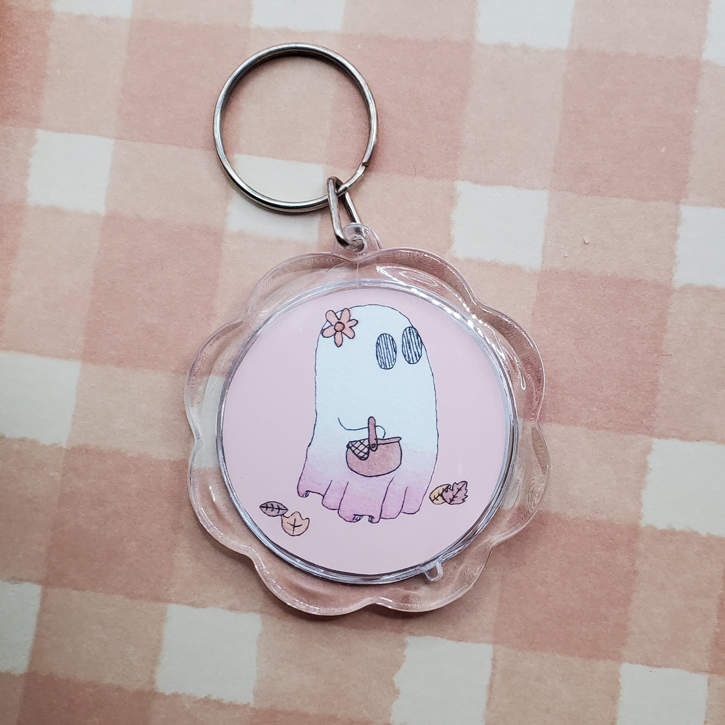 Picnic Ghost Flower Keychain