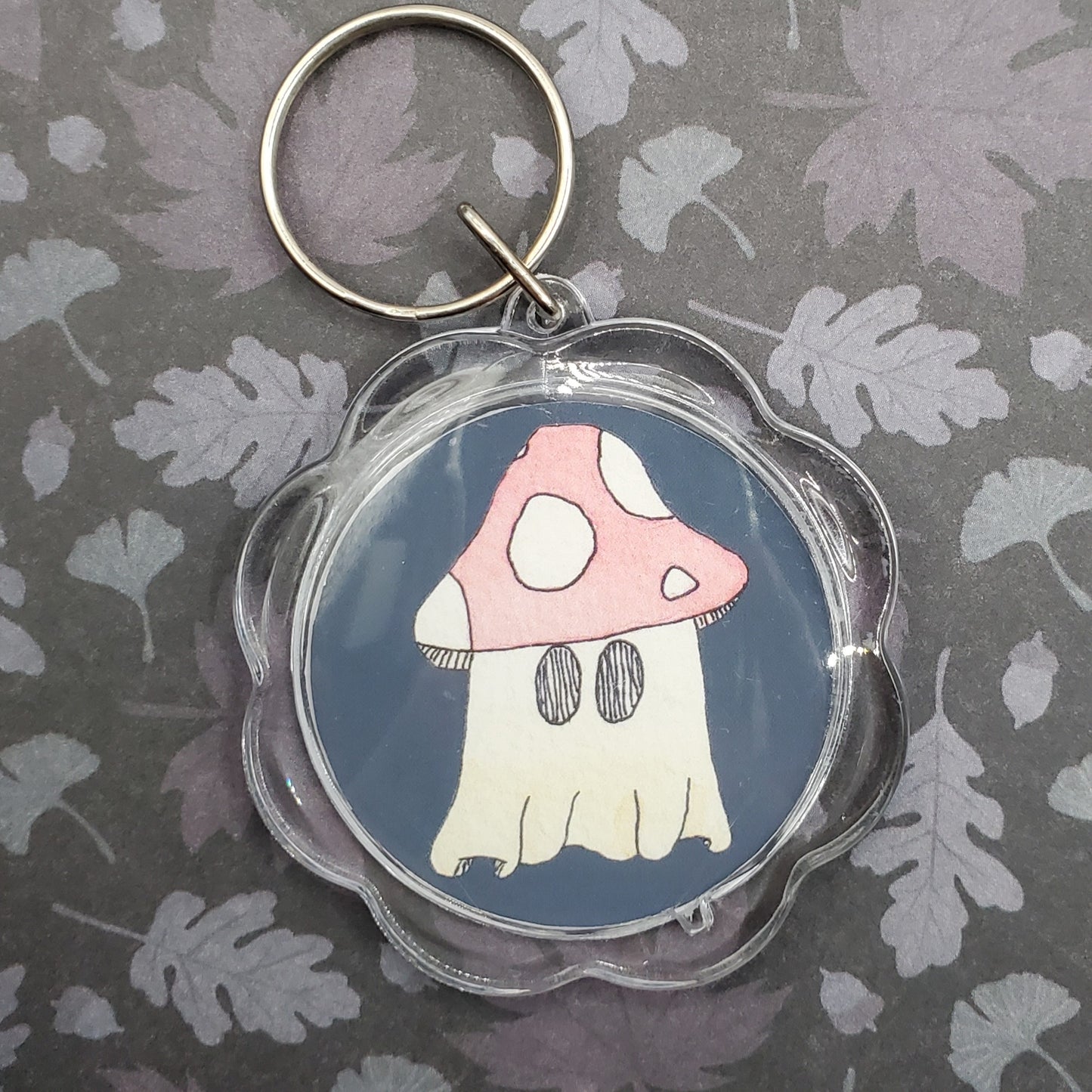 Mushroom Ghost Flower Keychain