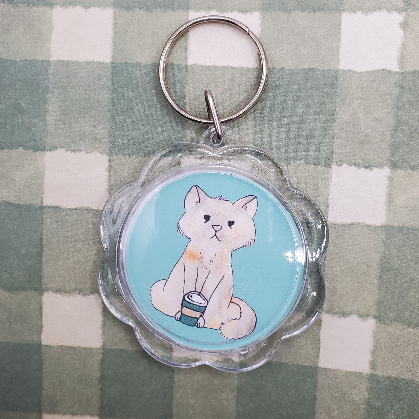 Coffee Cat Flower Keychain