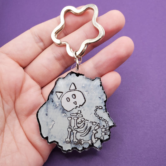 Skeleton Cat Keychain