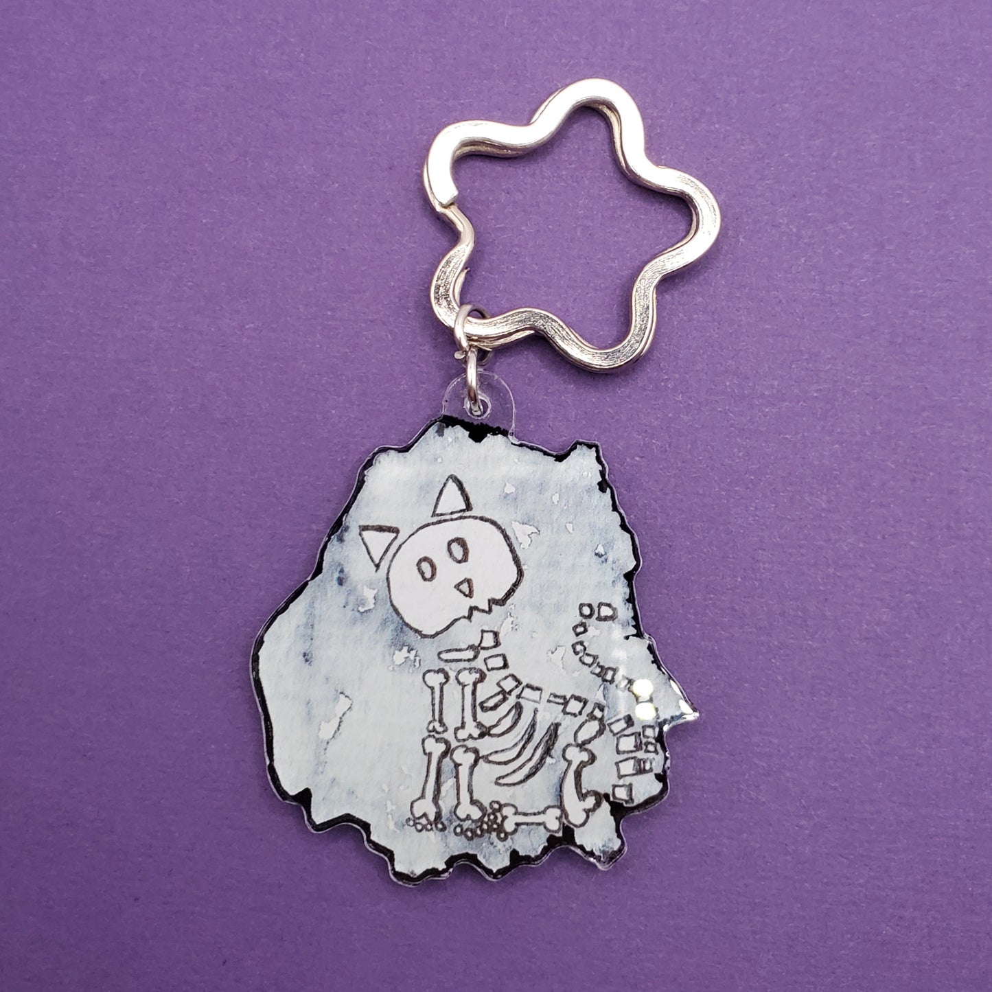 Skeleton Cat Keychain