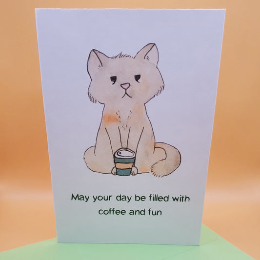 Coffee Cat Greeting Card